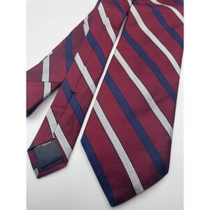 Brooks Brothers Silk Repp Stripe Tie Burgundy Navy Silver Herringbone USA Made
